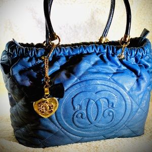 Sharif Blue Leather Shoulder Bag